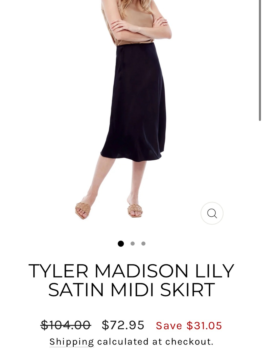 Lily Satin Midi Skirt - Black